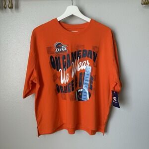 Champions Women's Large Game Day Football Orange Tee T-Shirt Short‎ Sleeve